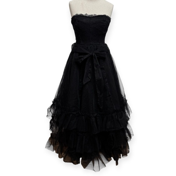 Pilcro by Anthropologie Tulle Lace Denim Strapless Midi Dress XS